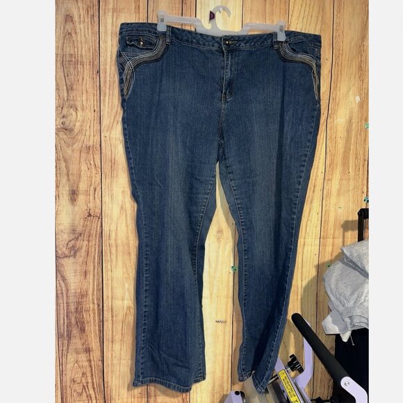 B. Street Women's Denim Pants Straight Leg Blue Size 20W - Picture 1 of 6